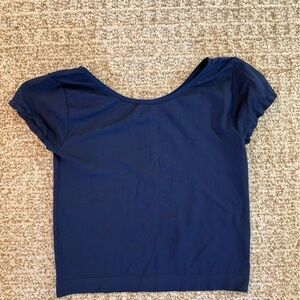Classic Navy Scoop Neck Short Sleeve Crop Tee